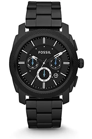 Fossil Montre pour homme Machine, mouvement chronographe à quartz, boîtier en acier inoxydable noir de 45 mm avec bracelet en acier inoxydable, FS4552IE