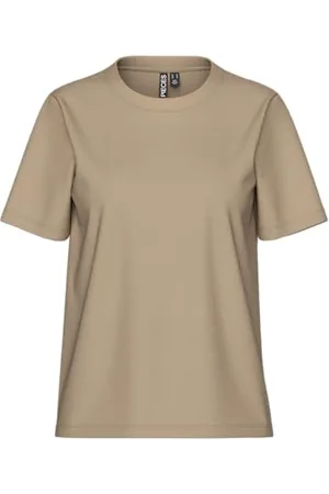 Pieces® Pcria SS Solid Tee Noos BC T-Shirt, Vison argenté, M Femme