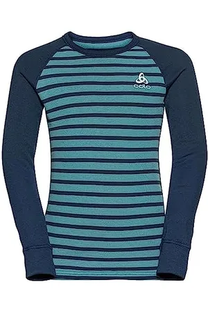 Odlo BL Top Crew Neck L/S Active Warm Eco Kids Stripes T-Shirt à Manches Longues Mixte Enfant, , 104