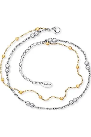 Engelsrufer Bracelet de cheville pour femme avec perles ou zircones, argent sterling 925 rhodié ou acier inoxydable, longueur réglable, sans nickel, convient aux personnes allergiques, Länge 22 + 5