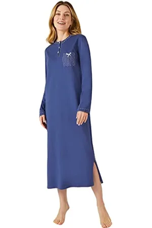 Damart Liquette Maille Jersey, Long 120 Cm, Femme, Bleu, Taille L, Manches Longues