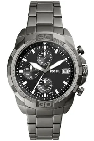 Fossil Montre pour homme 44mm Bronson, mouvement chronographe à quartz, boîtier en acier inoxydable fumé de 44mm avec bracelet en acier inoxydable, FS5852