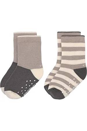 LÄSSIG LÄSSIG Chaussettes Unisexes antidérapantes pour Enfants Lot de 2/ Anthracite/Taupe Taille 23-26