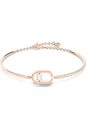 Swarovski Bracelet-jonc Sparkling femme, dance oval, coupe ronde, pierre centrale, petits cristaux et placage de ton or rosé