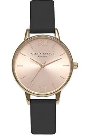 Olivia Burton Montre Analogique à Quartz pour Femme avec Bracelet en Cuir Noir - OB15MD39