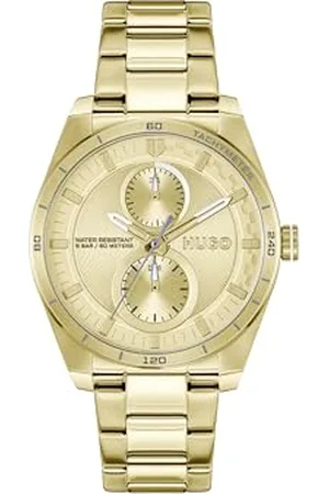 HUGO BOSS Montre Analogique Multifunction à Quartz pour Femme Collection #Fast for Her avec Bracelet en Acier Inoxydable de Couleur Dorée - 1540171