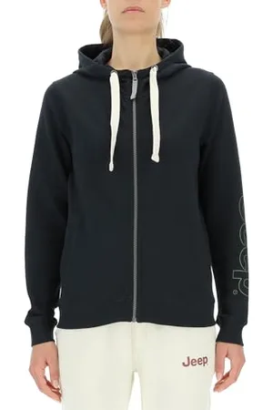 Jeep O102920-B000 J Sweat Femme ZIPPÉ À Capuche Poches Latérales Outline Impression sur Manche J23W Black XS