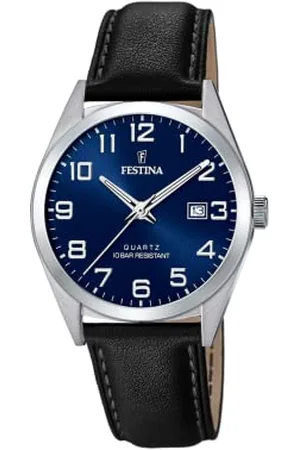 Festina Montre Classics Bleu, Bracelet en Cuir, Homme