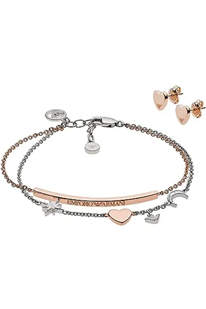 Emporio Armani Set Pour Les Femmes - Taille Stud 8X7X2mm | Longueur Bracelet : 160mm + 20mm | Parure En Argent Sterling Or Rose, EG3417221