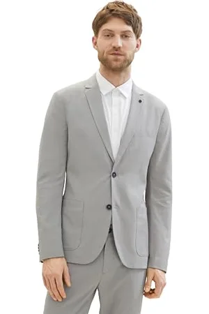 TOM TAILOR 1040218 Veste, 35224-Poussin Gris Clair et Blanc, 50 Homme