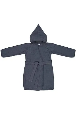 LÄSSIG 1312013401-18 Muslin Bathrobe Navy, 12-18 months, blau, 240 g