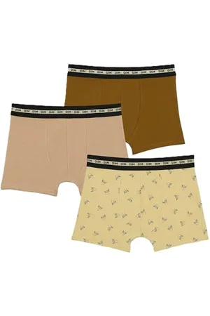 Dim Garçon Fashion Coton Stretch X3 Boxer, Imprime Fun/Latte/Marron Olive, 12 Ans EU