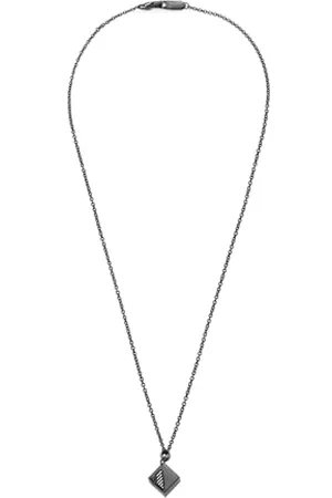 Emporio Armani Collier Pour Hommes, Longueur : 525mm ; Taille Pendentif : 10X10mm Collier En Acier Inoxydable Gunmetal, EGS2640060