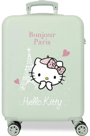 Hello Kitty Paris Valise Cabine Verte 38x55x20 cms Rigide ABS Serrure latérale à combinaison 34L 2 kgs 4 Doubles roues Bagage à Main