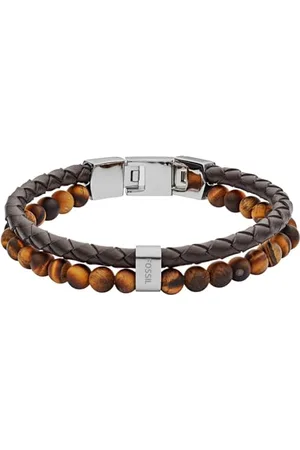 Fossil Bracelet Pour Homme Vintage Casual, Longueur Intérieure : 180mm - 195mm Bracelet En Cuir Marron, JF03118040