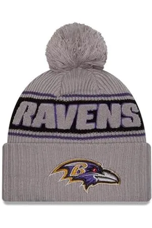 New Era Baltimore Ravens NFL 2024 Sideline Sport Knit Gris Bonnet à Pompon