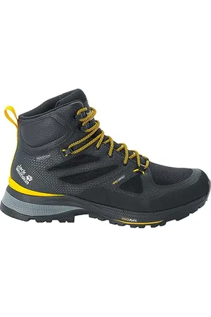 Jack Wolfskin Homme FORCE STRIKER TEXAPORE MID M Chaussure de Trail, Noir / Burly Jaune Xt, 41 EU