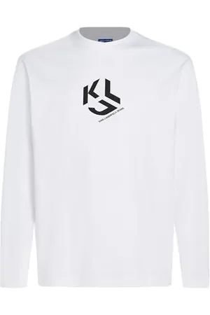 Karl Lagerfeld Jean Karl Lagerfeld, Homme, T-Shirt À Manches Longues avec Monogramme Classique, Blanc, Taille XL