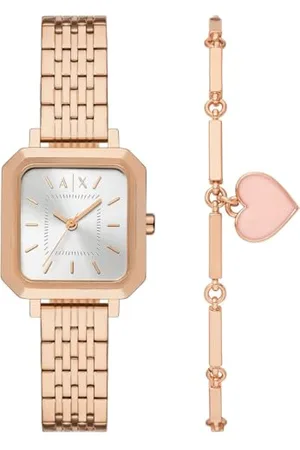 Armani Exchange Femmes Analogique Quartz Montre avec Bracelet en Acier Inoxydable AX7164SET