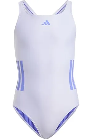 adidas Fille 3-Stripes C-Back Swimsuit, Violet Tone/Cobalt Blue, 11-12 Years