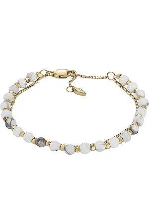 Fossil Bracelet pour femmes All Stacked Up Howlite, bracelet en chaîne et perles, longueur : 165mm+35mm, largeur : 4mm, JF04443710