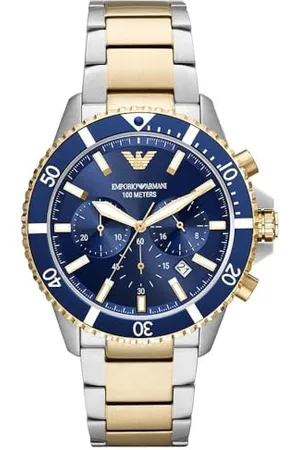 Emporio Armani Montre pour homme, mouvement chronographe, boîtier en acier inoxydable de 43 mm avec bracelet en acier inoxydable, AR11362