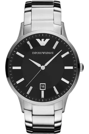 Emporio Armani Montre pour homme, mouvement date à trois aiguilles, boîtier en acier inoxydable de 43 mm avec bracelet en acier inoxydable, AR11181