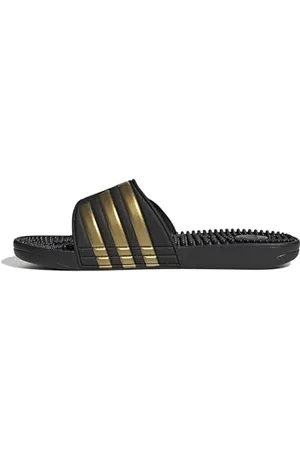 adidas Mixte Adissage Slides TOBOGGANS, Core Black/Gold Metallic/Core Black, 44.5 EU