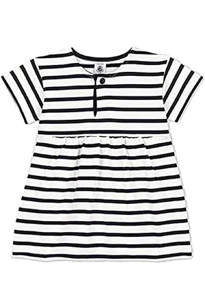 Petit Bateau Robe Manches Courtes Bébé Rayée Marinière en Jersey Épais 12 Mois