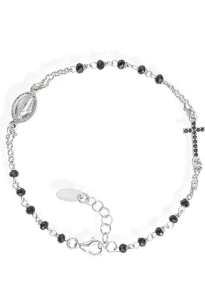 MUGLER AMEN Bijoux Bracelet chapelet en 925 avec cristaux noirs 2,5 mm et longueur 18 + 3 cm