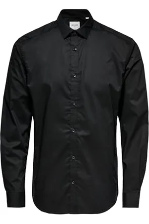 Only & Sons ONSSANE LS Solid Poplin Shirt Chemise, Black, XX-Large Homme