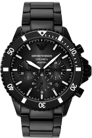 Emporio Armani Montre pour homme, mouvement quartz/chrono, boîtier de 43 mm, bracelet en céramique AR70010