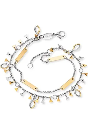 Engelsrufer Duo Bracelet triangle et bracelet de cheville en argent sterling bicolore – Éléments à breloques en argent et or – Fermoir mousqueton – Sans nickel, 17 cm, Acier inoxydable, Pas de gemme