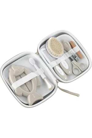 Cubus Trousse de soin avec peigne, brosse en poils naturels, ciseaux, coupe-ongles, limes, brosse à dents et thermomètre