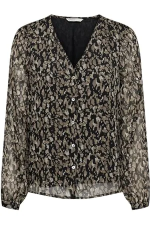 ONLY Onlluna L/S V-Neck Top CS Noos Ptm T-Shirt Manches Longues, Noir/Motif cora, M Femme