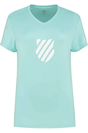 K-Swiss T- Shirt avec Logo Hypercourt Express Tennis, Aruba Blue, XS Femme