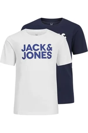 JACK & JONES Junior Jjecorp Logo T-Shirt SS Crew Neck 2 pièces JNR, Blazer Bleu Marine/Paquet : Blazer Bleu Marine avec Large imprimé Blanc, 152 cm Garçon