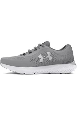 Under Armour UA Charged Rogue 4 Chaussures de sport pour hommes, baskets légères et respirantes, acier/blanc/noir
