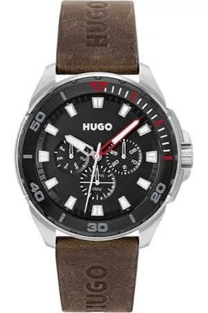 HUGO BOSS Montre Analogique Multifunction à Quartz pour Homme Collection #Fresh avec Bracelet en Cuir Marron - 1530285
