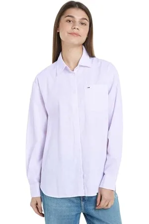 Tommy Hilfiger TJW Boxy Linen Shirt DW0DW17737 Blouses, Violet (Lavender Flower/Stripe), S Femme