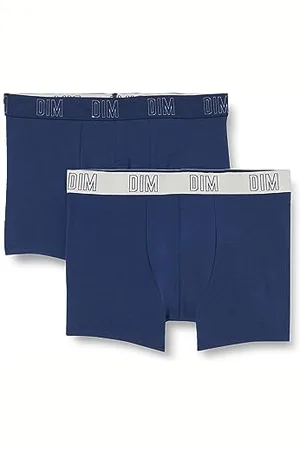 Dim Boxer Garçon en Coton Bio x2, Bleu Marine / Bleu Gris, 10 ans