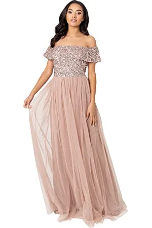 Maya Deluxe Maya Berry Embellished Halter Neck Maxi Dress Robe de Demoiselle d
