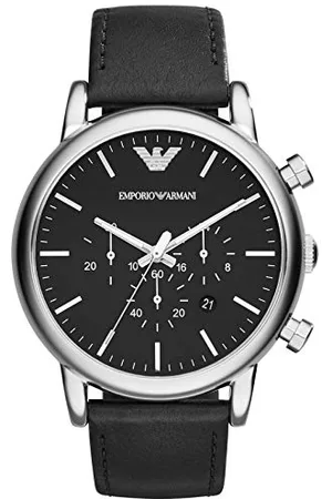 Emporio Armani Hommes Chronographe Quartz Montre avec Bracelet en Cuir