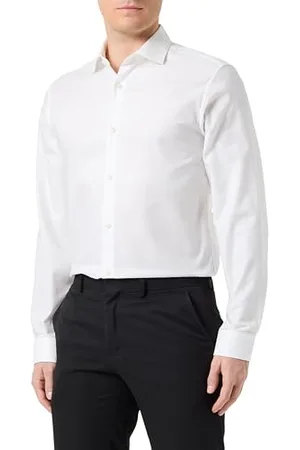 JACK & JONES Jprblaparker Comfort Shirt L/S Chemise à Manches Longues, Blanc-Coupe : Confortable, L Homme