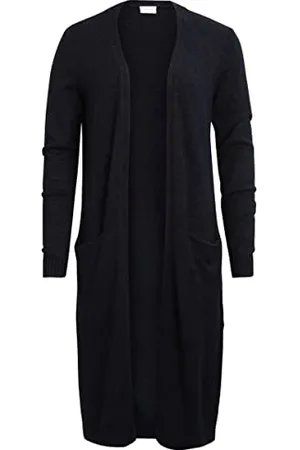 VILA VIRIL Long L/S Knit Cardigan-Noos, Total Eclipse/Detail:Melange, XXL Femme