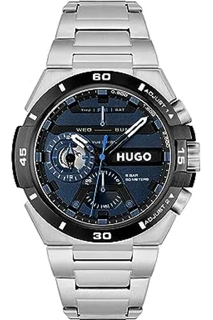 HUGO BOSS Montre Analogique Multifunction à Quartz pour homme Collection #WILD avec Bracelet en aceir inoxydable ou cuir