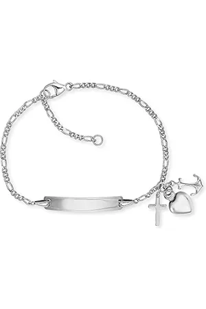 HERZENGEL Bracelet pour fille en argent sterling avec pendentif - Avec plaque gravée - Fermoir mousqueton - Longueur réglable - Sans nickel, 12 cm, Argent sterling, Pas de gemme