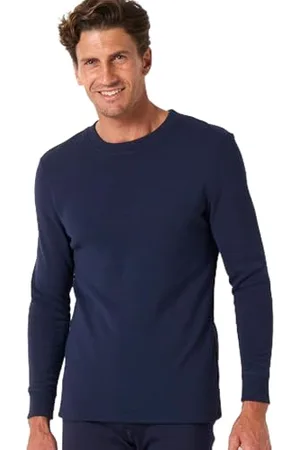 Damart T-Shirt Thermolactyl Manches Longues, Molleton Gratté, Homme, Bleu, Taille M
