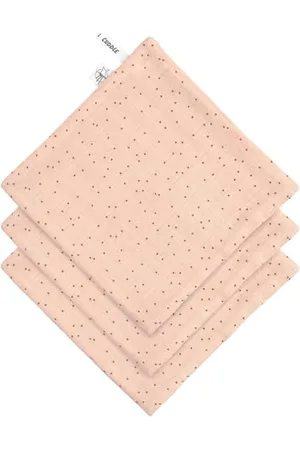 LÄSSIG LÄSSIG Bébé gant de toilette en mousseline 3 pcs/Muslin/Terry Washcloth Set 3 pcs Dots peach
