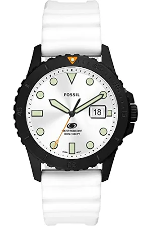 Fossil Montre pour Homme Bleu Quartz/3 Aiguilles Mouvement Date Boîtier 42mm avec bracelet en Silicone FS5999